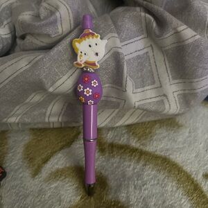 Purple and White Character Topper Toy Pen